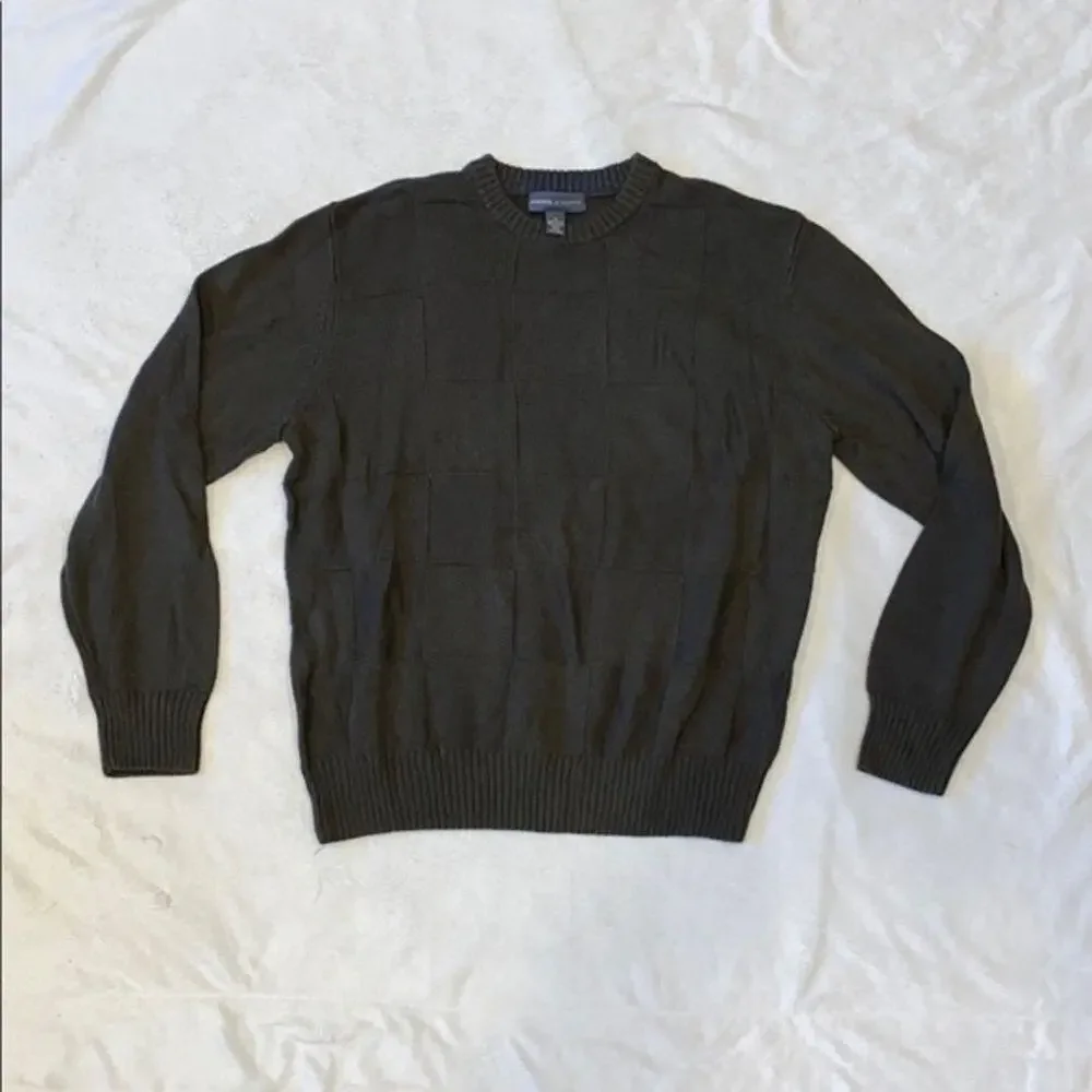Tricots St. Raphael Olive Green Crewneck Textured Knit Sweater | Sz L